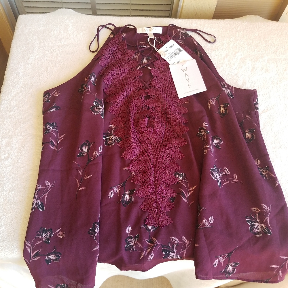 NWT Wayf Floral Tank XXL Burgandy